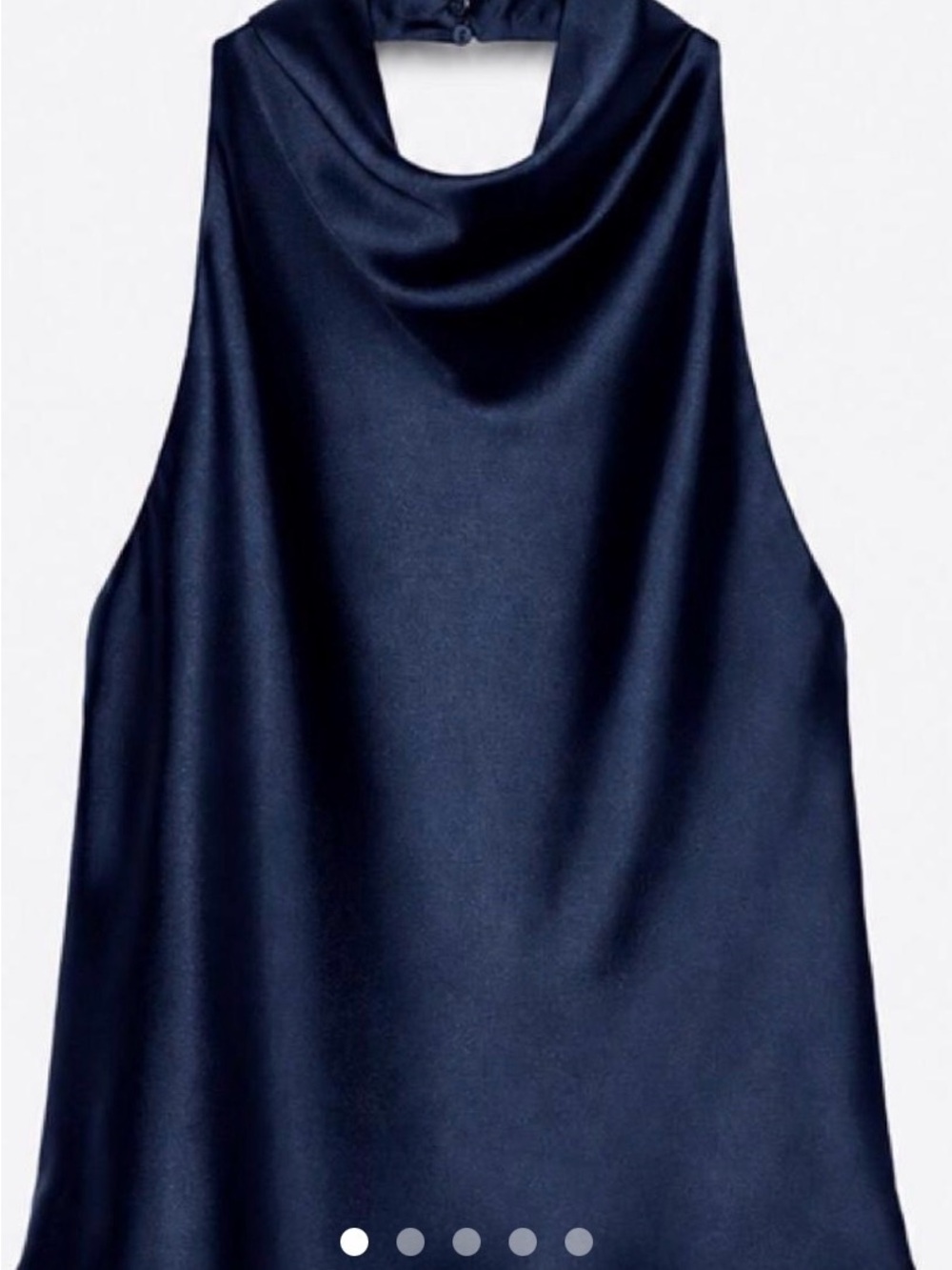 Zara Navy Satin Halter Tank Top